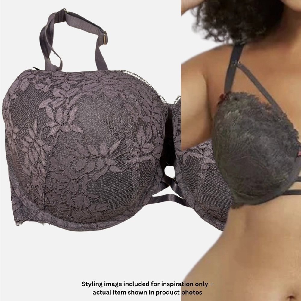 Cacique Bra Size 40F Seriously Sexy Boost Balconette Strappy Lace NEW